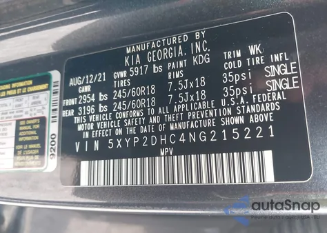 2022 Kia Telluride Lx from USA, damaged, VIN 5XYP2DHC4NG215221